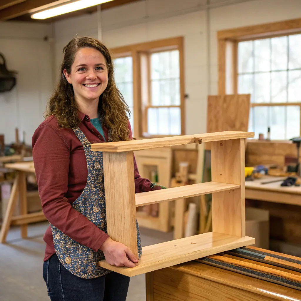 Sarah presenting her carpentry project